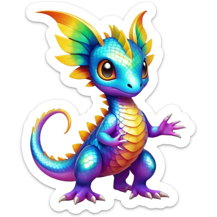 Exotic tropical shiny rare colorful epic cute Fakémon-creature, full body, with random markings sticker