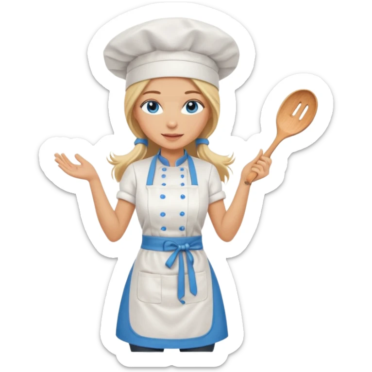 Full body 
Sexy Long Blonde hair blue eyed female chef sticker