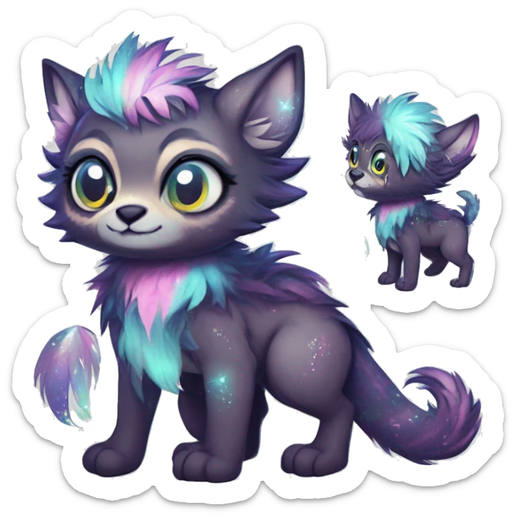 cute Kawaii edgy fantasy animal sparkle fursona Fionbri creature by griffsnuff & LiLaiRa & Falvie full body sticker