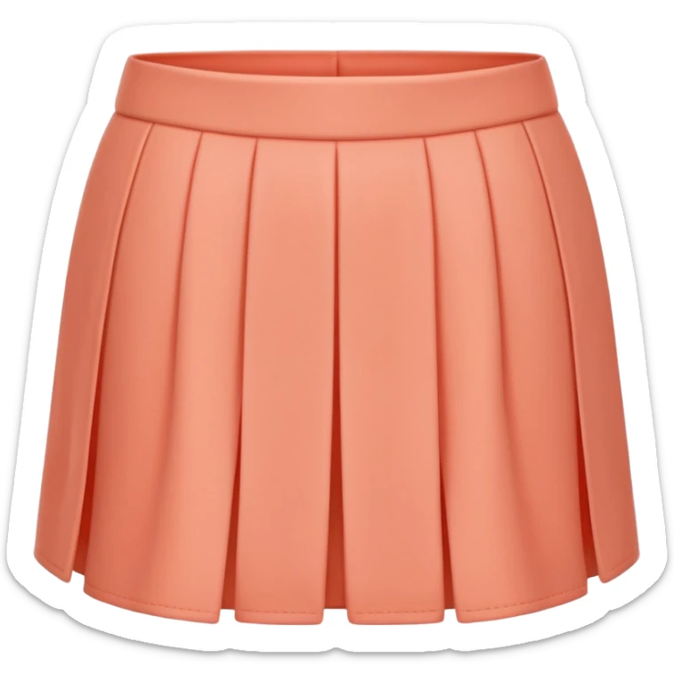 A 3D cartoon peach-coral skort (skirt-shorts combo) with gentle fabric folds and neat finish, isolated on plain background, Memoji-style. sticker