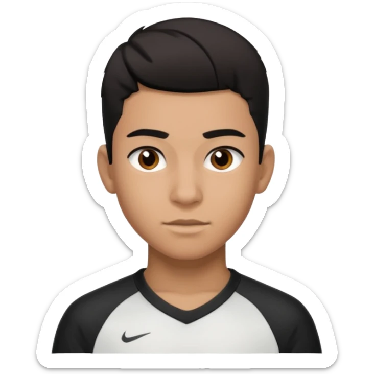 brown teenager boy with a low taper fade and black hair who looks sporty sticker