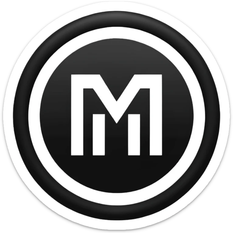 Black circle with “MB” written on in the middle of it. Nothing else no holes or anything. sticker