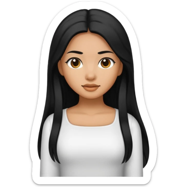 A caramel skin girl with long black hair and a square neckline shirt sticker
