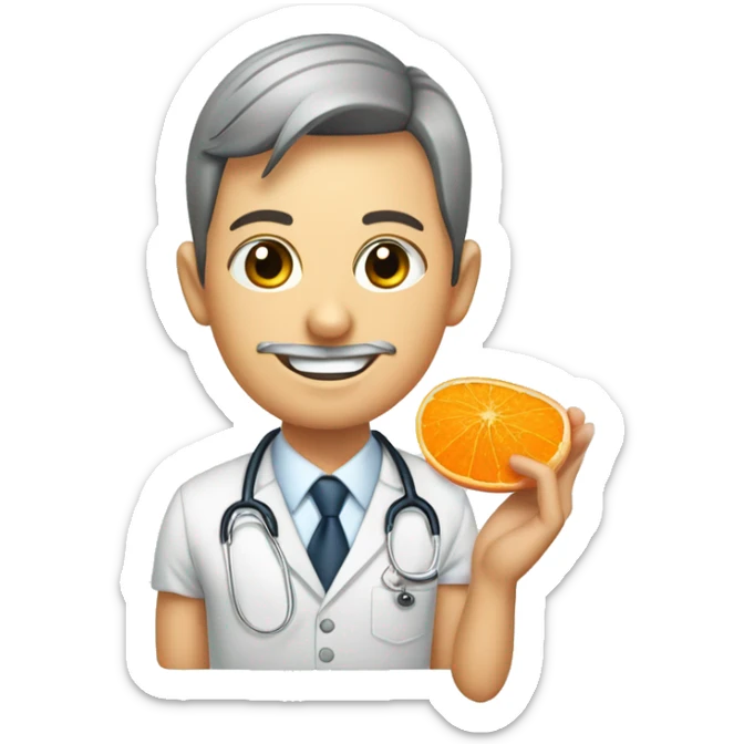 Nutricionista con una naranja y una sandia en dibujo coqueto  sticker