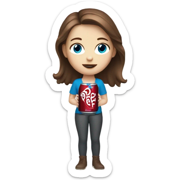 White girl blue eyes brown hair drinking vanilla doctor pepper sticker