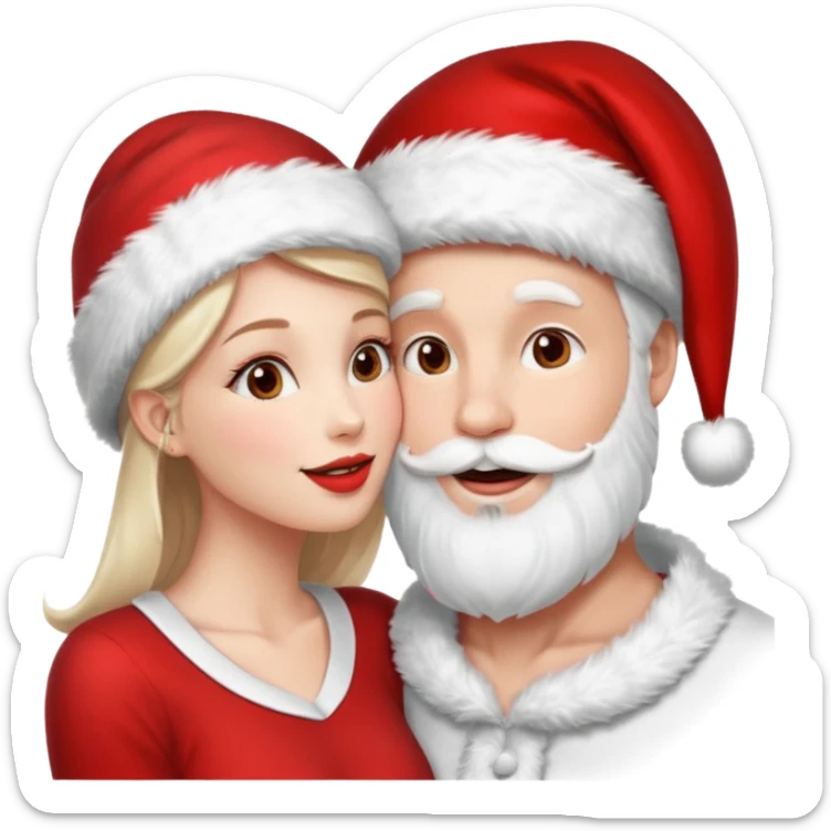 a handsome man and a pretty woman kiss each other Christmas vibe sticker