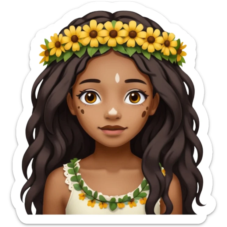 emoji of a black girl with vitiligo.she should have a lot of hair and vitiligo patches sticker