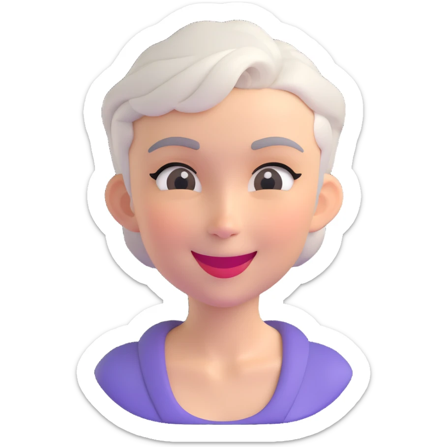 emoji of a slim woman with very short gray-blond hair, winking sticker