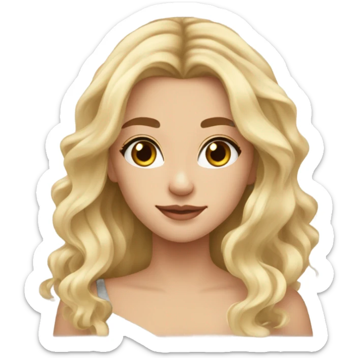 Beautiful girl,blonde hair,wavy hair，long hair, brown eyes sticker