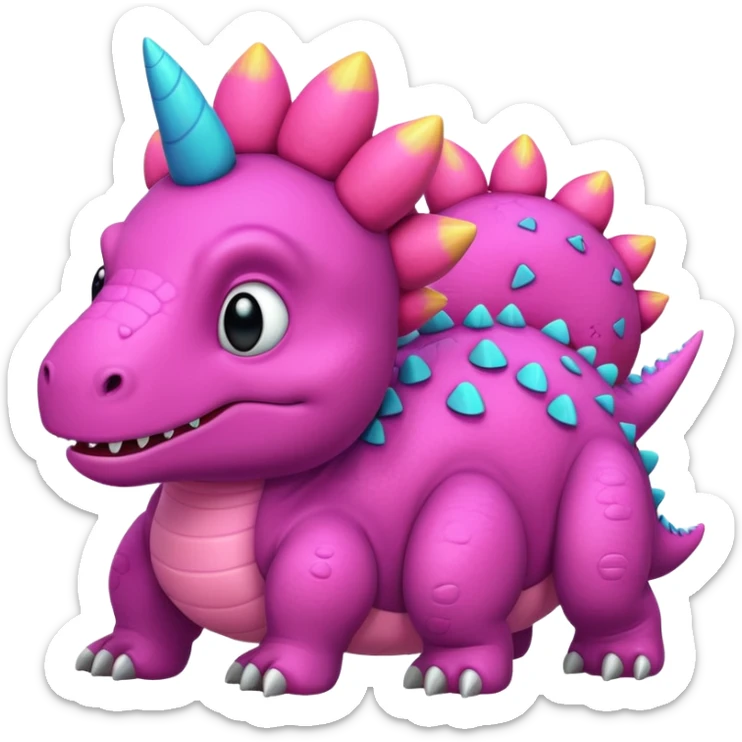 dinosours with pink bun sticker