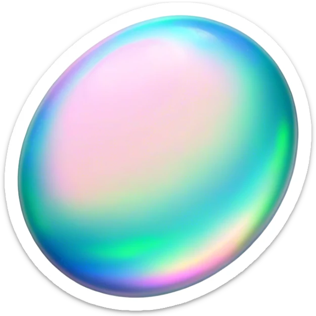 Cinematic Realistic Opal Emoji, Mystical and iridescent, with shifting colors of blue, green, and pink that dance across the smooth, milky surface. The gem’s unique play of light creates a mesmerizing, fluid effect, while a soft, glowing halo surrounds the stone. Soft glowing outline, capturing the essence of magic and mystery in a radiant opal. sticker
