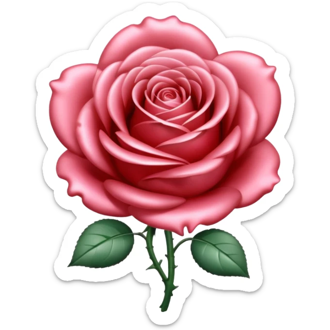 A rose emoji made of liquid silver metal minimalistic iOS emoji style, centered, sticker