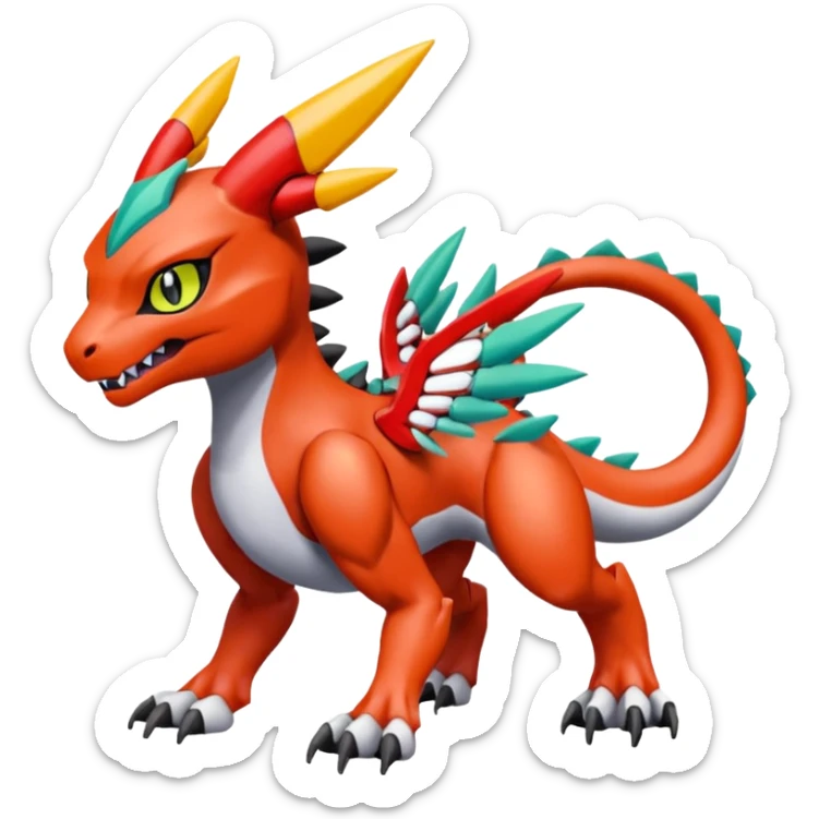 Meloetta-Wargreymon-Guilmon-Agumon-Pokémon-Digimon-Fakémon-fusion-hybrid-creature sticker