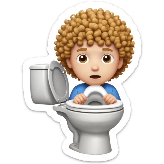 Wait can u make a toilet with a boy coming out of it with its head poping out of it with curly hair  sticker