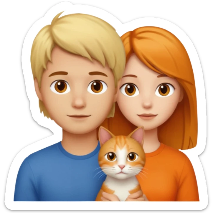 blond-hair-girl-and-brown-hair-man-and-orange-cat sticker
