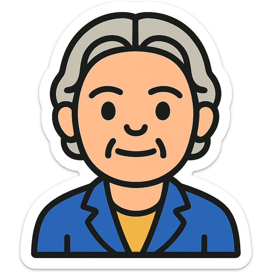 Emoji of Marguerite Yourcenar in color outline style sticker