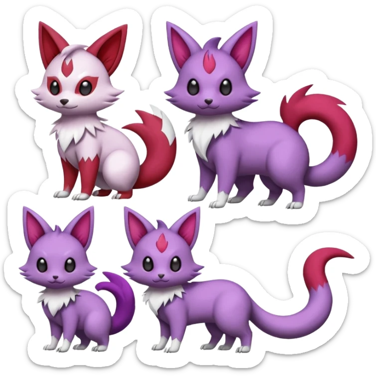 Zangoose-Rattata-Skitty-Noibat-Purrloin-Fakemon-hybrid-creature (full body) sticker