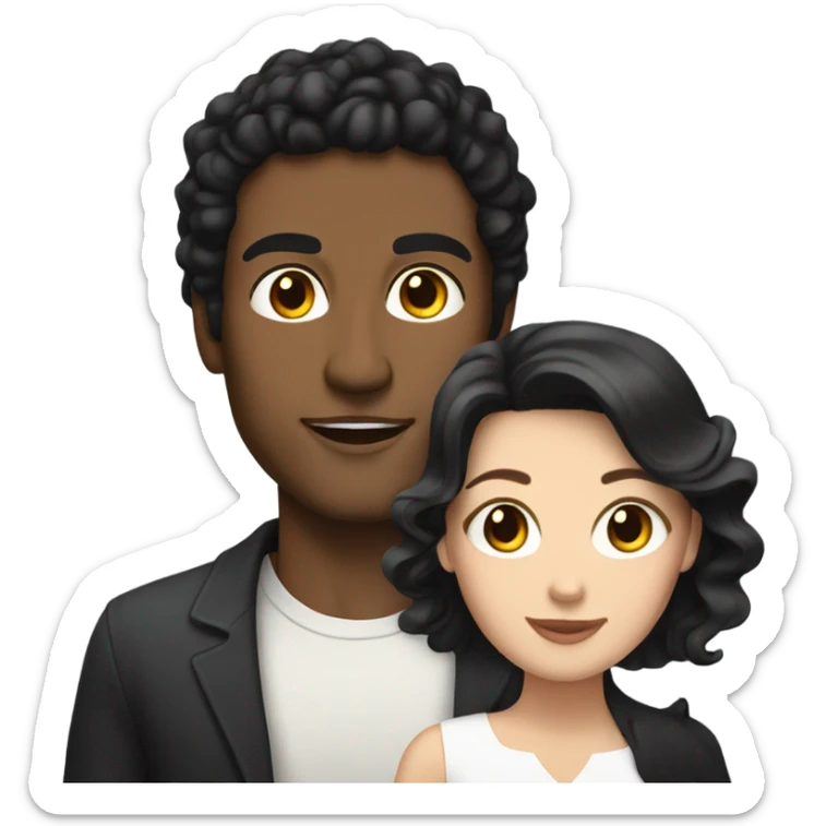 Extremely attractive Brown man with black hair and white woman with brown hair with cats  sticker