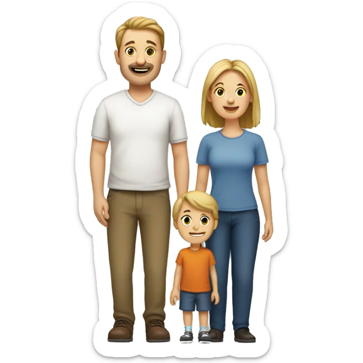 European Family consisting of 1 Man, 1 Woman and 3 Boys sticker