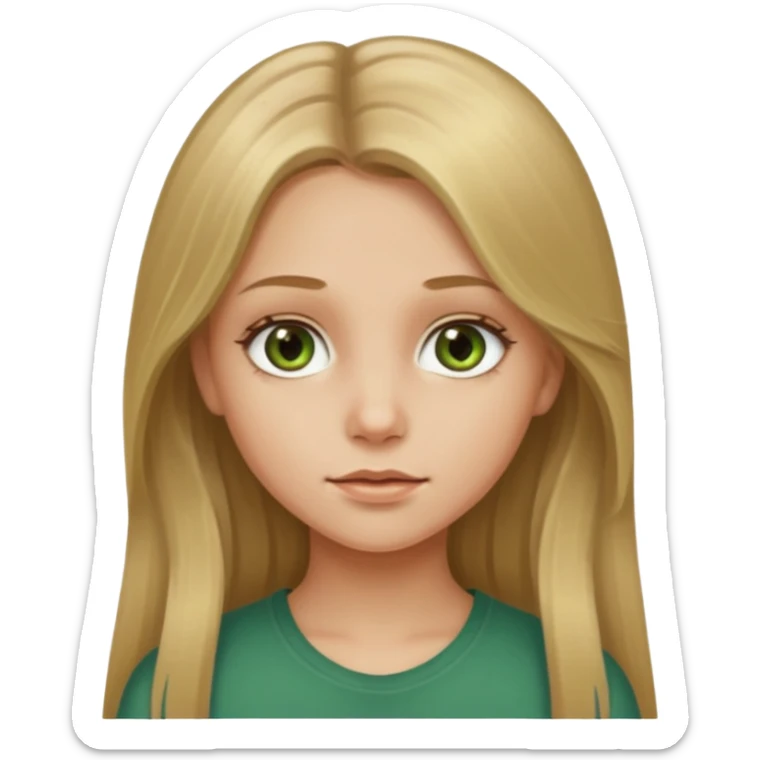 A young girl with long dirty blonde hair and hazel green eyes sticker