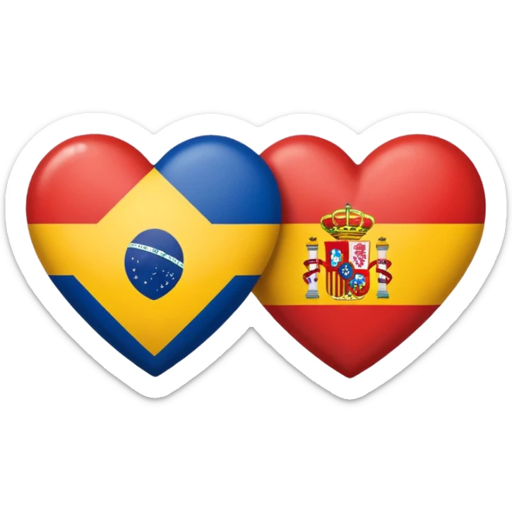 Corazon dividido, que en el fondo una mitad sea bandera esoañola y la otra de brasil sticker
