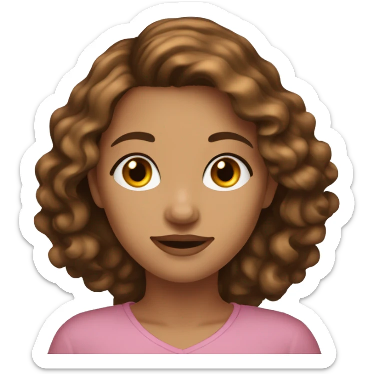 create a female with her hands her chin,wavy brown hair , big earrings and brown/ hazel brown eyes   sticker
