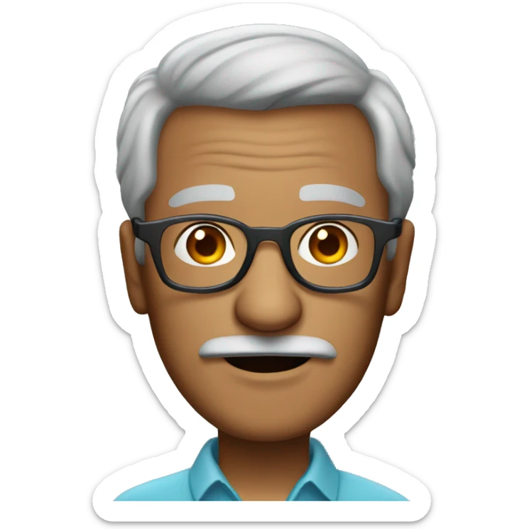 Grandpa with grey hair and gray mustache and wearing tortoise eyeglasses sticker