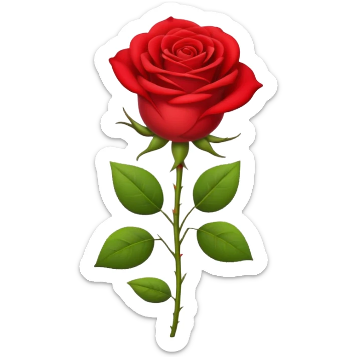 A charming emoji with a rose stem in the mouth and a red rose at the end of the stem sticker