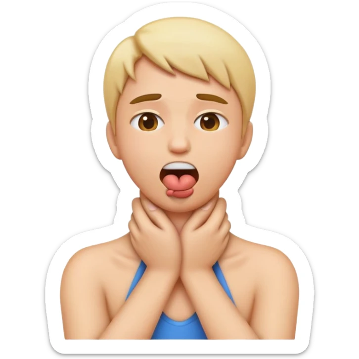 criss cross hands around throat choking self emoji tongue out sticker