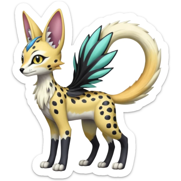 Meloetta-Trico-Nargacuga-Sergal-Serval-Cresselia-Fakémon-creature-hybrid sticker