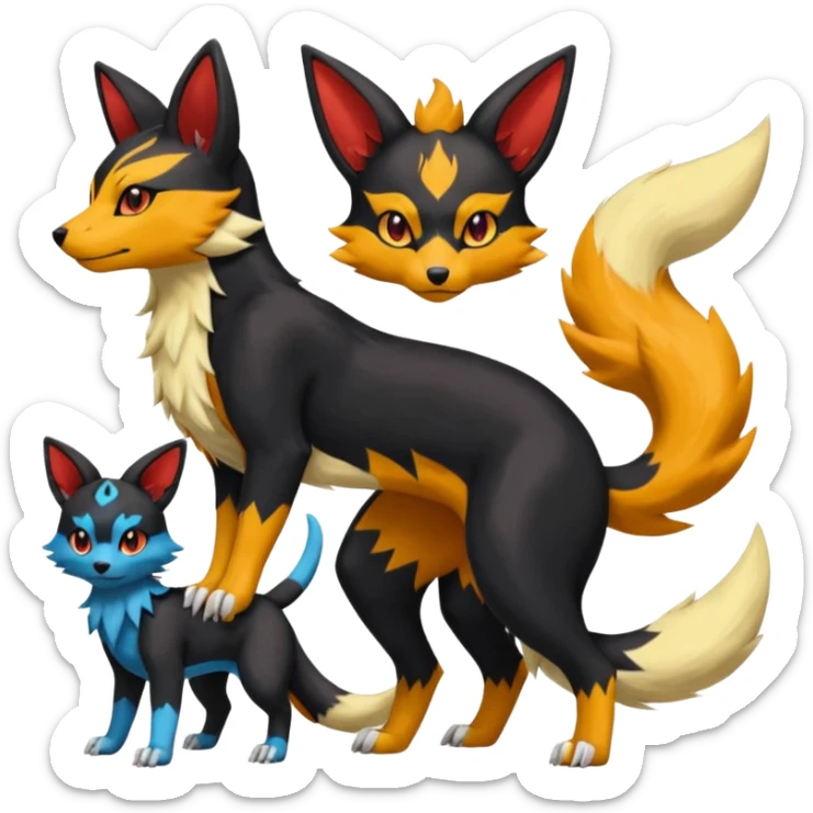 
Houndour-Torracat-Umbreon-
Salandit-Fennekin-Fakémon-Digimon-fusion (full body) sticker