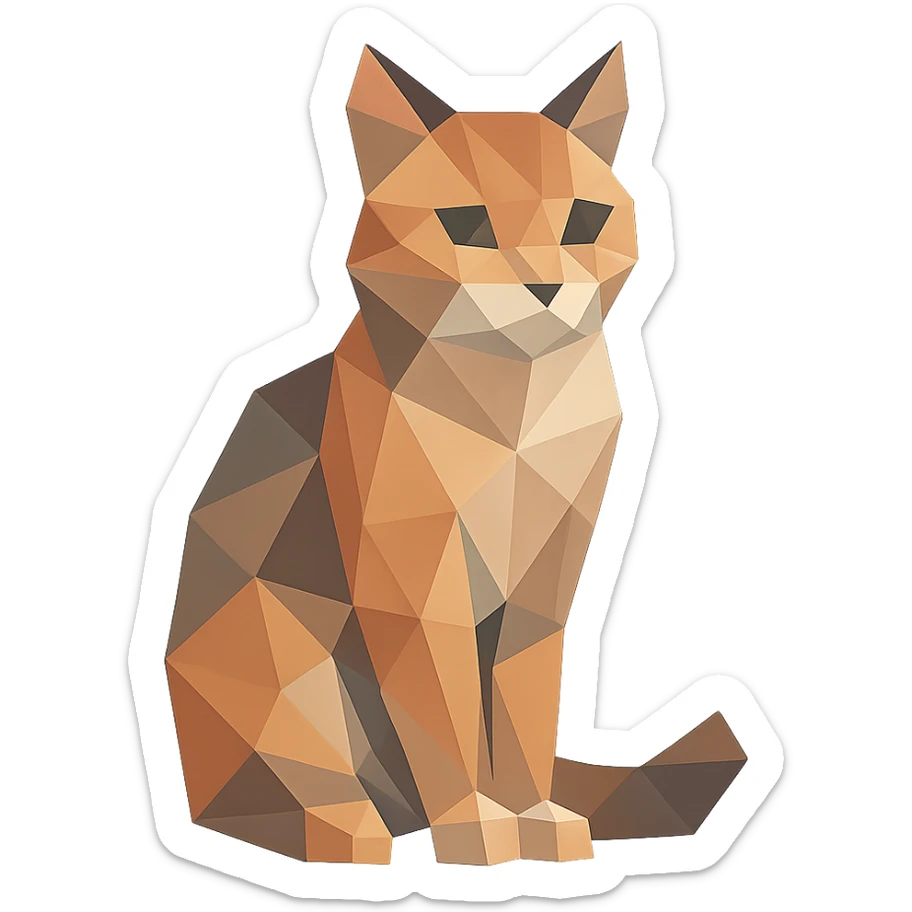 illustration of a cat made of geometric shapes in polygonal style sticker