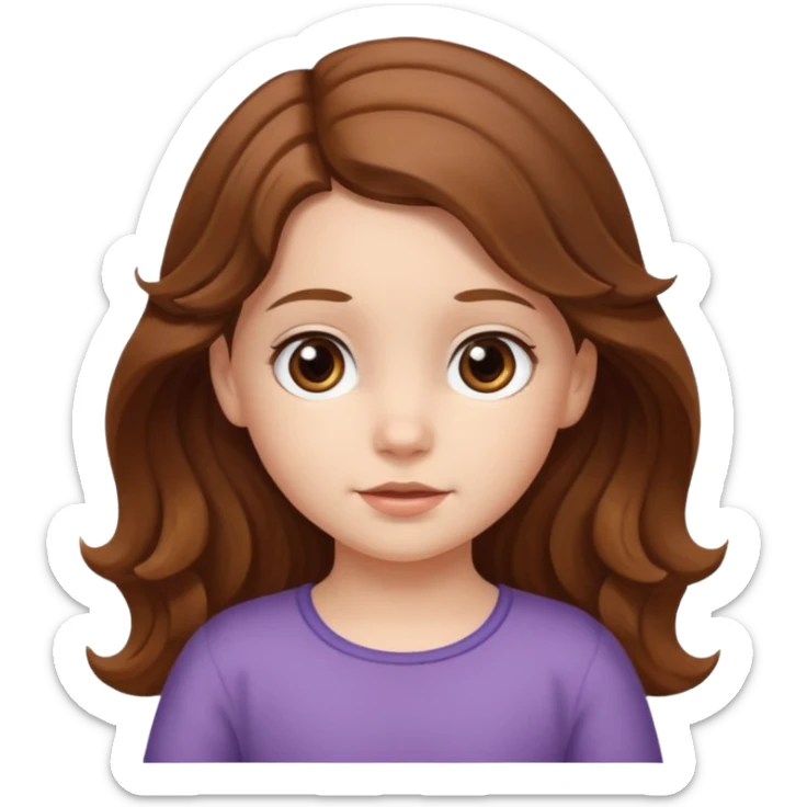 3yr old very white girl with wavy long brown hair in front of the sholders and brown eyes sticker
