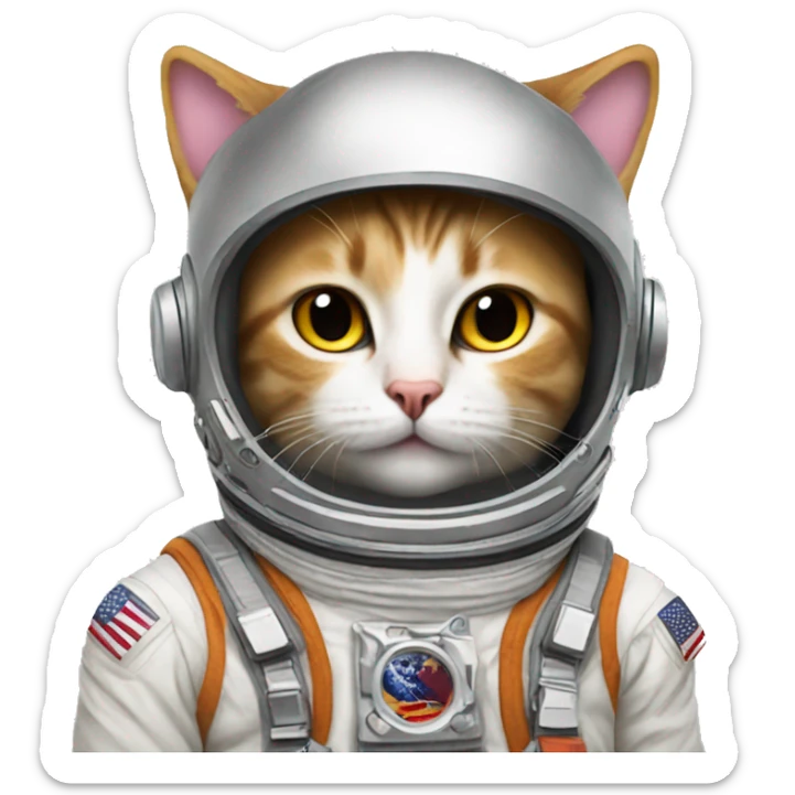 Create an emoji of a cat wearing an astronaut suit and helmet sticker