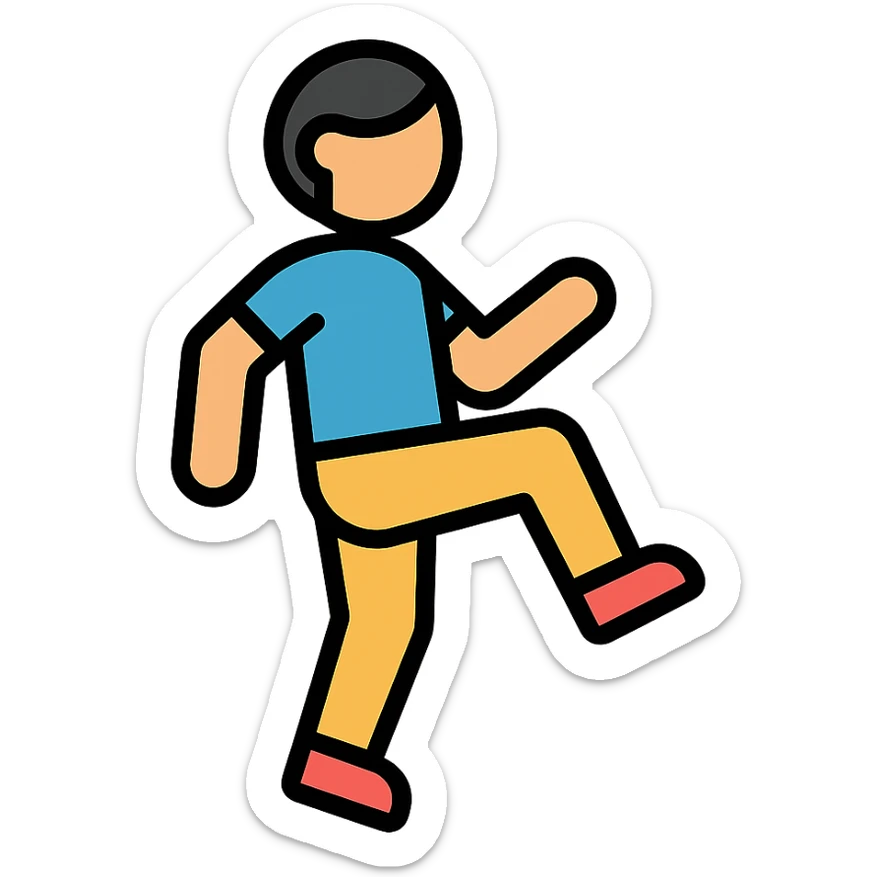 minimalist icon of a person skipping leg exercises, fitness app style sticker