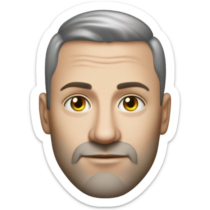 Handsome 40-year-old white Ukrainian male that has a dollar symbol tattooed on his forehead in black ink sticker