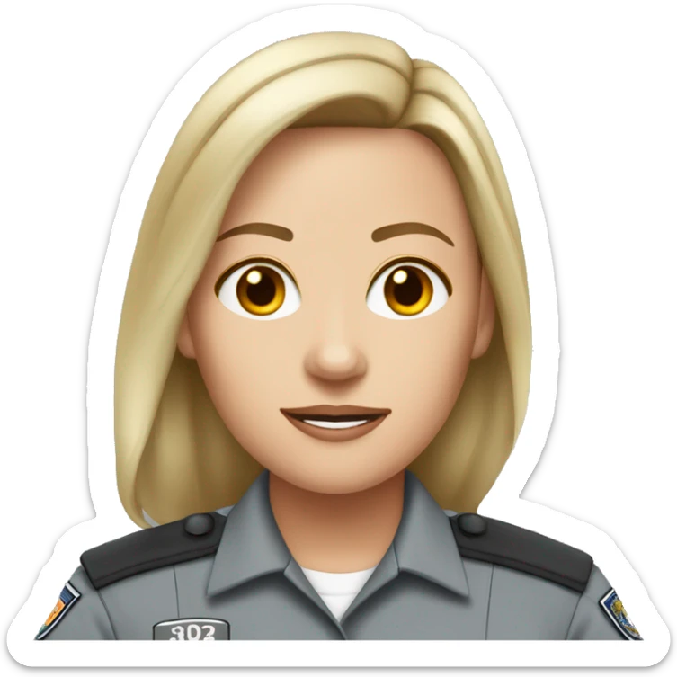 White Female correctional officer wearing grey Indiana department of corrections uniform  sticker