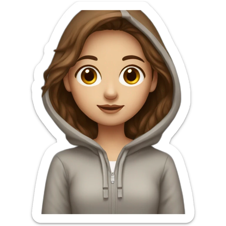 Girl with brown hair and alpaga hoodie sticker