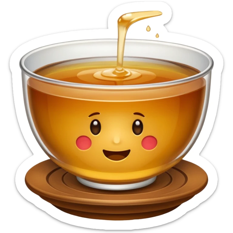 bowl of consommé, brown color, minimal, no herbs, no face, emoji style sticker