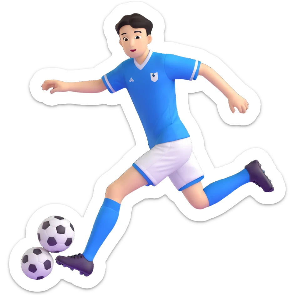 Japanese male high school student playing soccer in sports uniform sticker