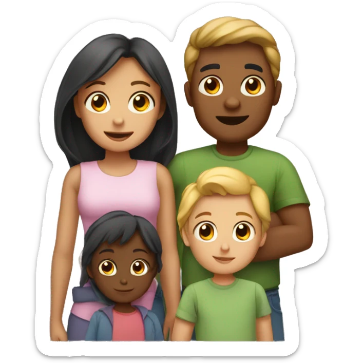 Family with 3 kids 1 girl and 2 boys sticker