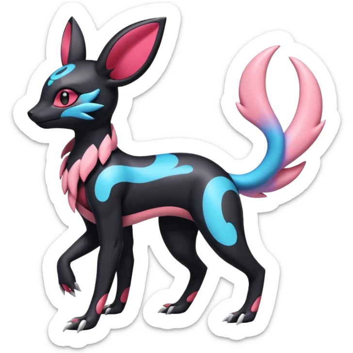 Salandit-Sylveon-Umbreon-fusion-Pokémon-hybrid-creature  sticker