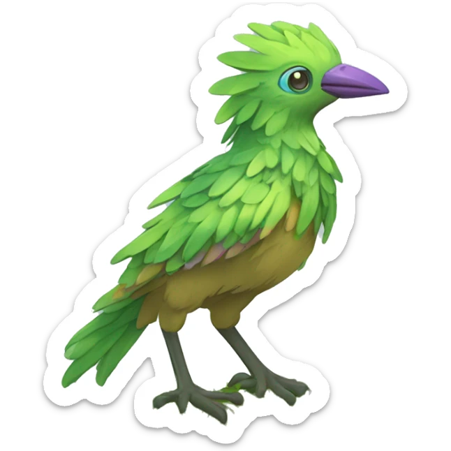 Colorful earthly muddy fresh Cool Cute Fantasy legendary swampy tree-jungle-bird plant-grass-type-Dendro-avian Fakemon full body sticker