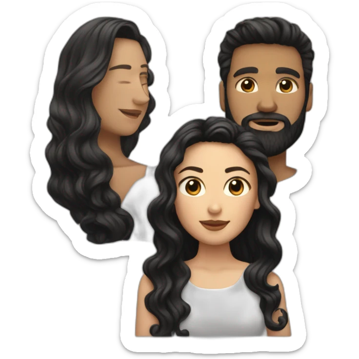White-man-with-a-smooth-black-hair-cut-fade-and-a-black-beard-kissing-a-white-woman-with-long-brown-waved-hair sticker