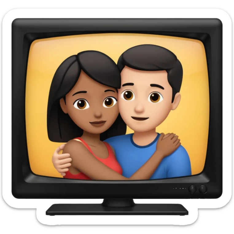 sex scene playing on TV with a naked guy and a naked girl sticker