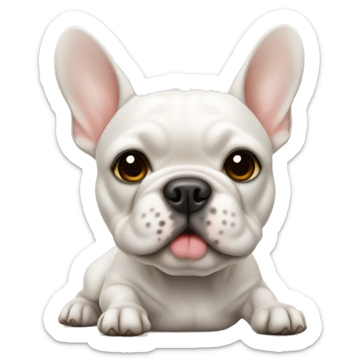 White Frenchie laying  sticker