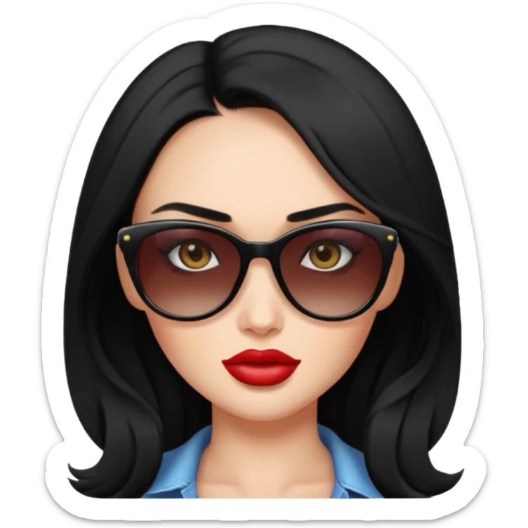 “Emoji girl, femme fatale, black hair. megan fox vibes sticker