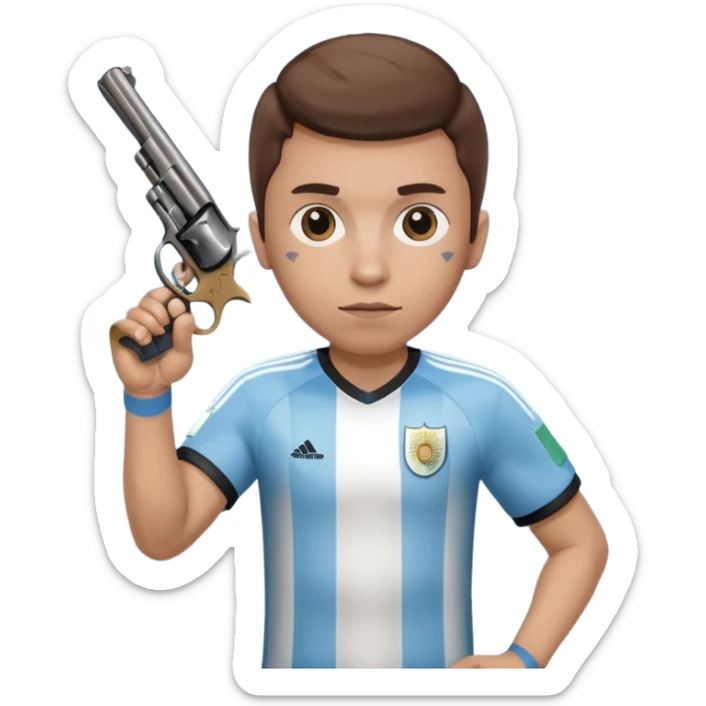 haz un turro con una biszera para atras y con un arma remera argentina pero arma de fuego que tenga un revolver  solo sticker