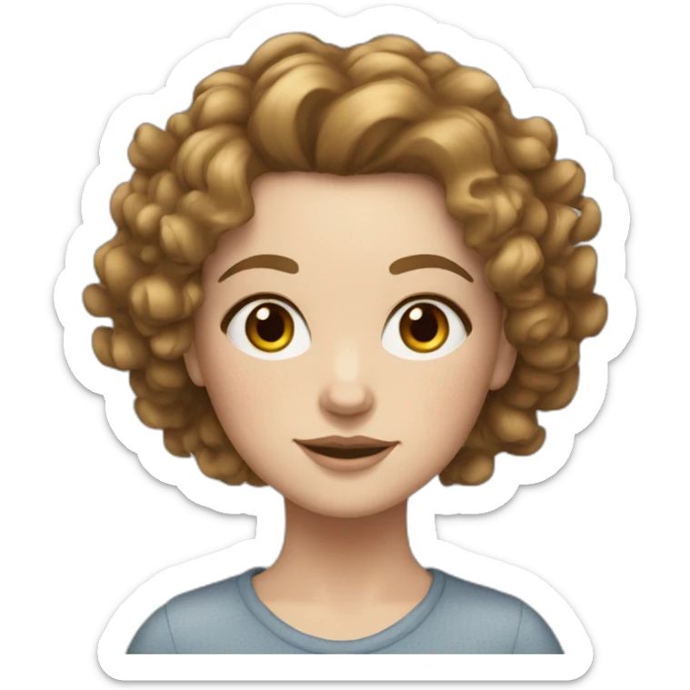 WHITE GIRL WITH BRUNNET, CURLY HAIR AND A LIGHT SPRAY OF FRECKLES sticker