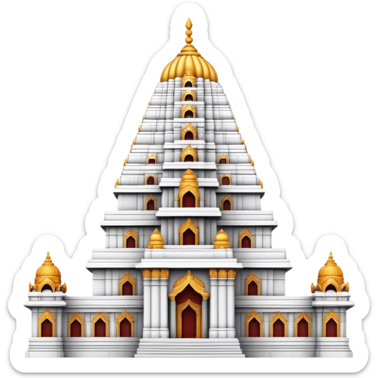 Cinematic Realistic Tirupati Balaji Temple Landmark Emoji, depicted with intricate carvings and spiritual aura rendered with lifelike detail and radiant, divine lighting. sticker